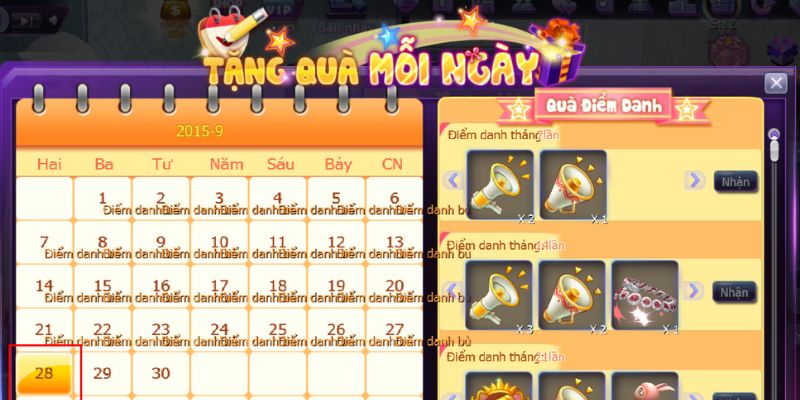 Chương trình Thưởng điểm danh mỗi ngày